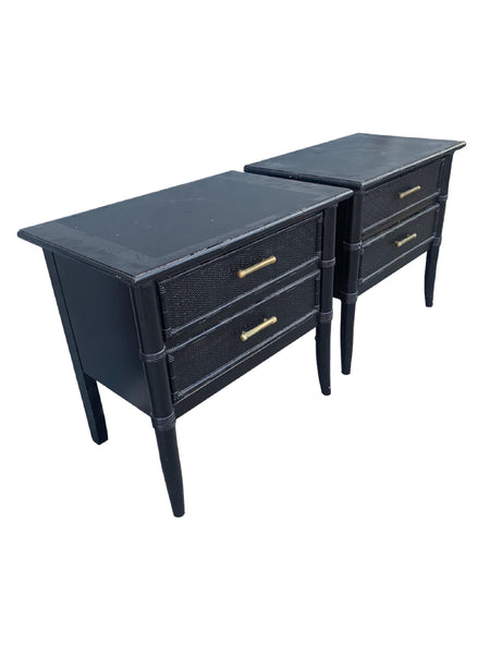 Thomasville Faux Bamboo Nightstands a pair