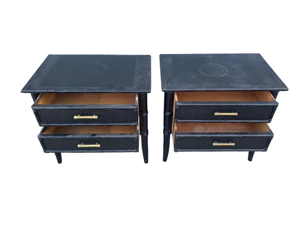 Thomasville Faux Bamboo Nightstands a pair