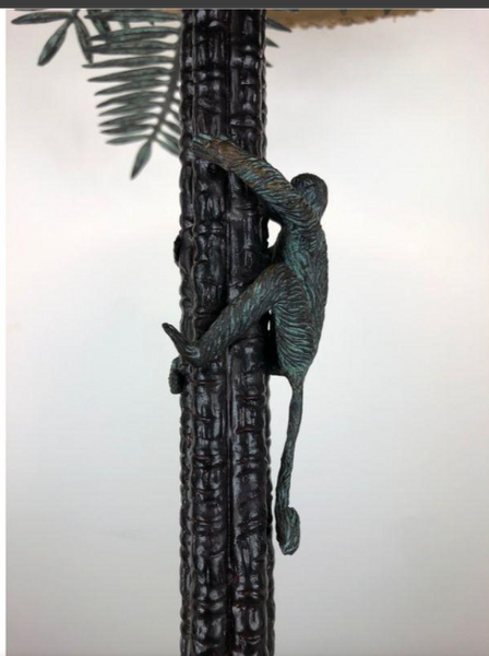 Vintage Maitland Smith Monkeys climbing Palm Tree Bronze Table Lamp Rare