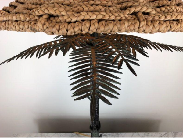 Vintage Maitland Smith Monkeys climbing Palm Tree Bronze Table Lamp Rare