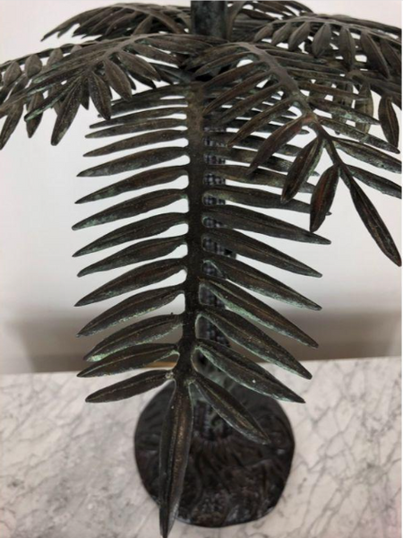 Vintage Maitland Smith Monkeys climbing Palm Tree Bronze Table Lamp Rare