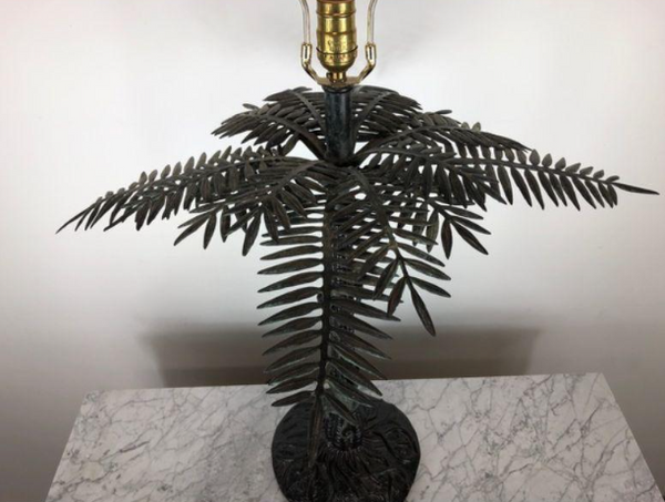 Vintage Maitland Smith Monkeys climbing Palm Tree Bronze Table Lamp Rare