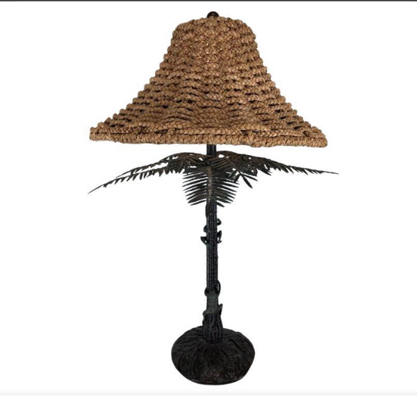 Vintage Maitland Smith Monkeys climbing Palm Tree Bronze Table Lamp Rare