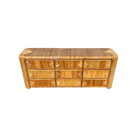Waterfall Pencil Reed Split Bamboo Nine-Drawer Dresser