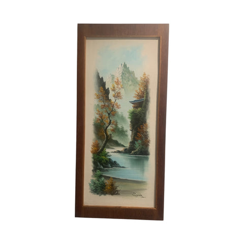 Vintage SUH JIN HEE Original Oil Painting Signed Artist Asian Fall Landscape Framed 35" H