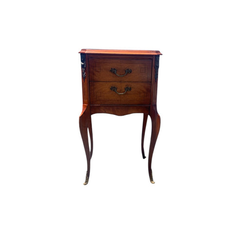 Flint & Horner Louis XVI Style Nightstand With Two Drawers And Cabriolet legs