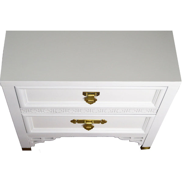 Dixie Shangri-La Nightstands Chinoserie Fretwork A Pair