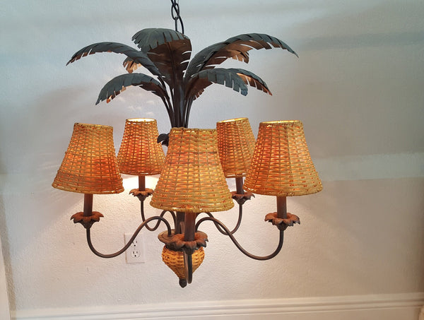 Vintage Sculptural Palm Tree Chandelier 5 arms