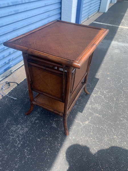 British Colonial English Bamboo Tea Table With Folding Sides