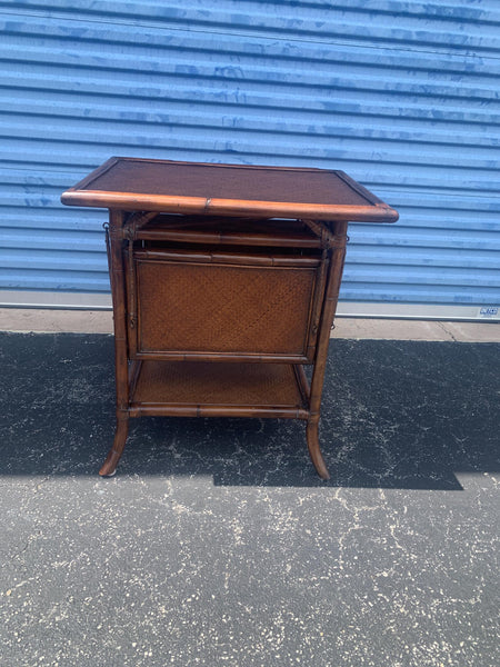 British Colonial English Bamboo Tea Table With Folding Sides
