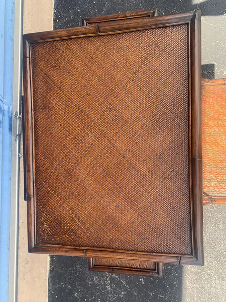 British Colonial English Bamboo Tea Table With Folding Sides