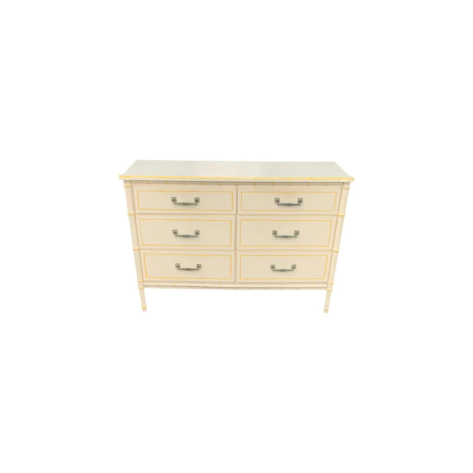 Faux Bamboo Dresser Hollywood Regency Beach 6 drawers Henry Link Bali Hai Style