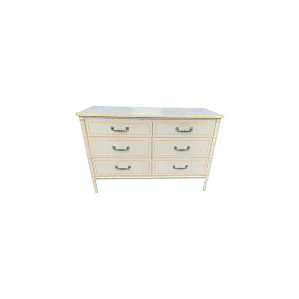 Faux Bamboo Dresser Hollywood Regency Beach 6 drawers Henry Link Bali Hai Style