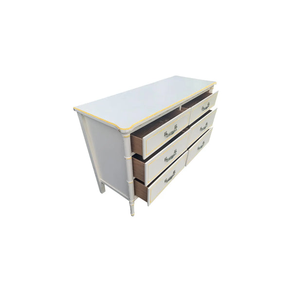 Faux Bamboo Dresser Hollywood Regency Beach 6 drawers Henry Link Bali Hai Style