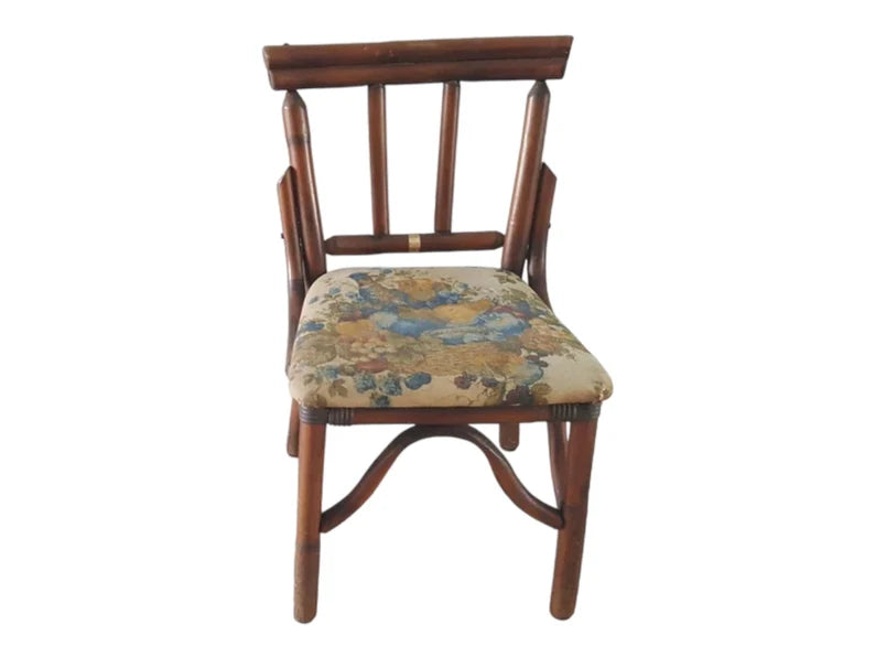 Vintage Ficks Reed Style French Country Bamboo Accent Chair