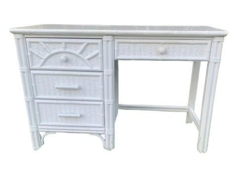 Henry Link Wicker Desk 4 drawers white