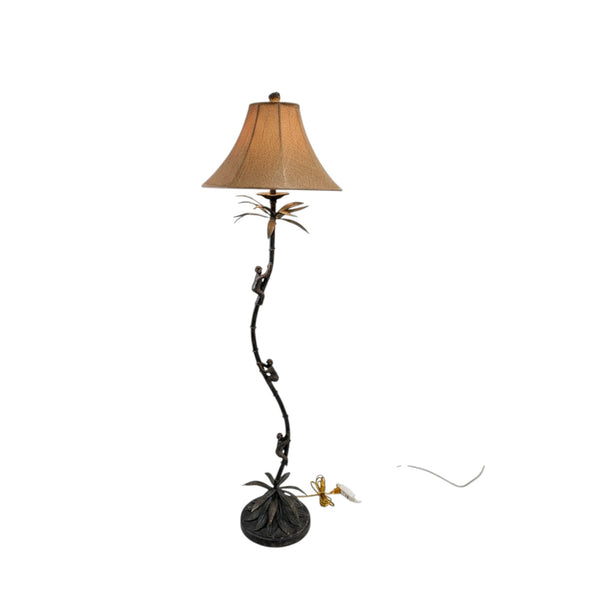 Vintage Slim Floor Tall Palm Tree Monkeys Climbing Maitland Smith Style