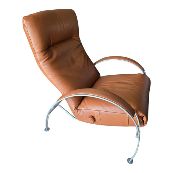 Postmodern Mocha Leather Billie Lafer Reclining Lounge Chair