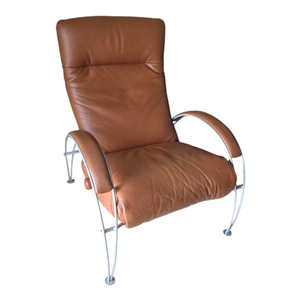 Postmodern Mocha Leather Billie Lafer Reclining Lounge Chair