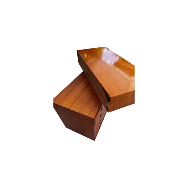 Danish Modern Teak Drawer Wall Unit Floating Cabinets by HG Furniture