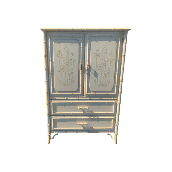 Faux Bamboo Armoire Chest by Dixie Aloha Collection Hollywood Regency Palm Beach