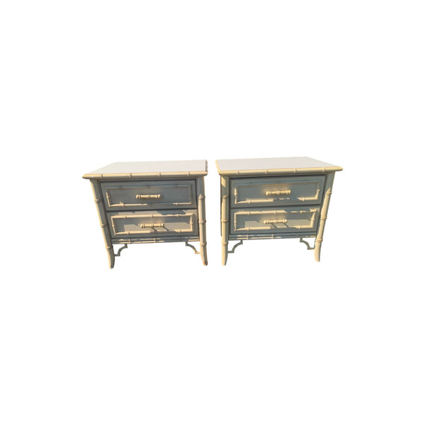 Dixie Aloha Faux Bamboo Nightstands beige Original Condition A pair