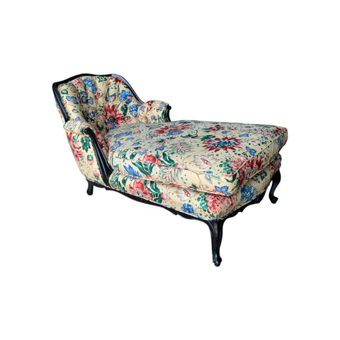 Vintage French Provincial Floral Chaise lounge