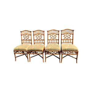 Lexington Tommy Bahama Rattan Chinese Chippendale Dining chairs lot of 4