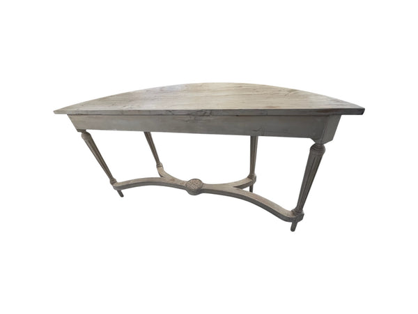 Louis XVI Style half-moon-shaped console patinated wood distressed look