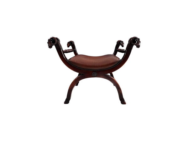 Rams Head Regency Mahogany Bench attributed to Theodore Alexander