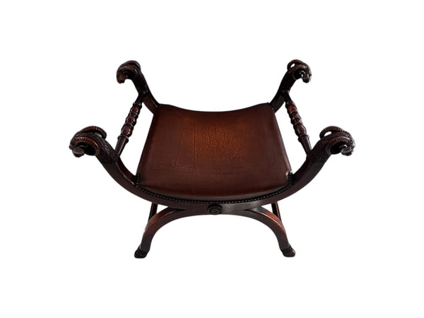 Rams Head Regency Mahogany Bench attributed to Theodore Alexander