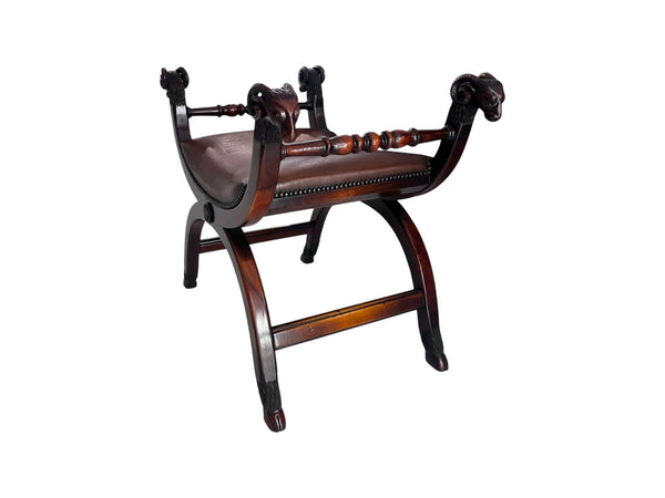 Rams Head Regency Mahogany Bench attributed to Theodore Alexander