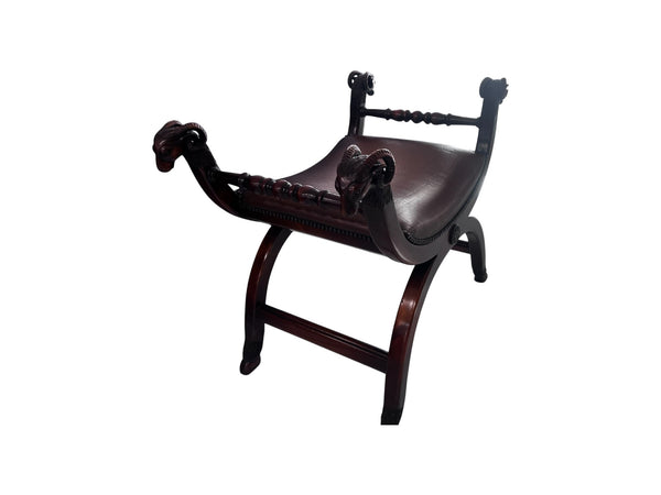 Rams Head Regency Mahogany Bench attributed to Theodore Alexander
