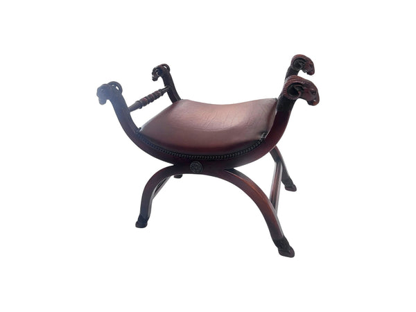 Rams Head Regency Mahogany Bench attributed to Theodore Alexander