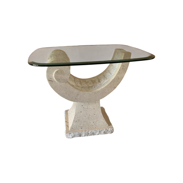 Tessellated Mactan Stone Organic Shape Base Rectangular Side Table Art Deco