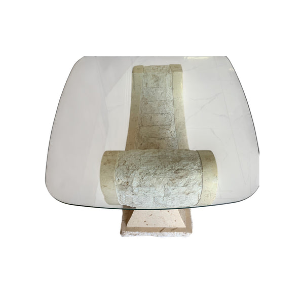 Tessellated Mactan Stone Organic Shape Base Rectangular Side Table Art Deco