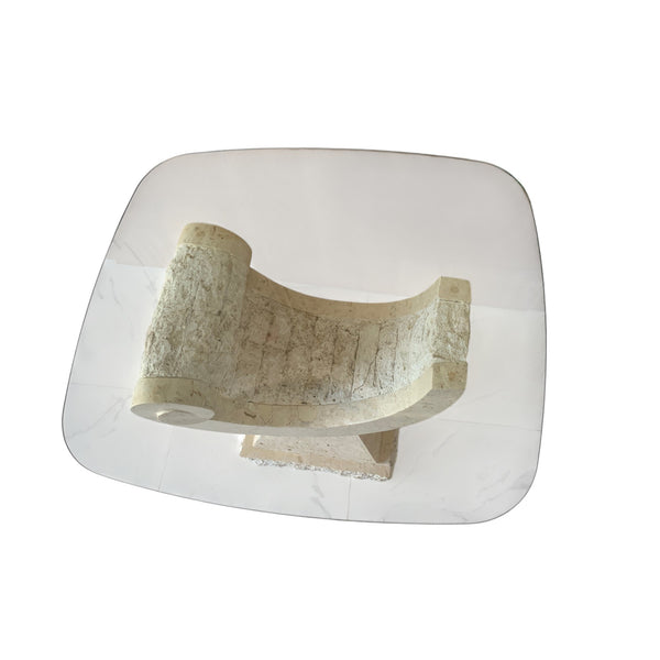 Tessellated Mactan Stone Organic Shape Base Rectangular Side Table Art Deco