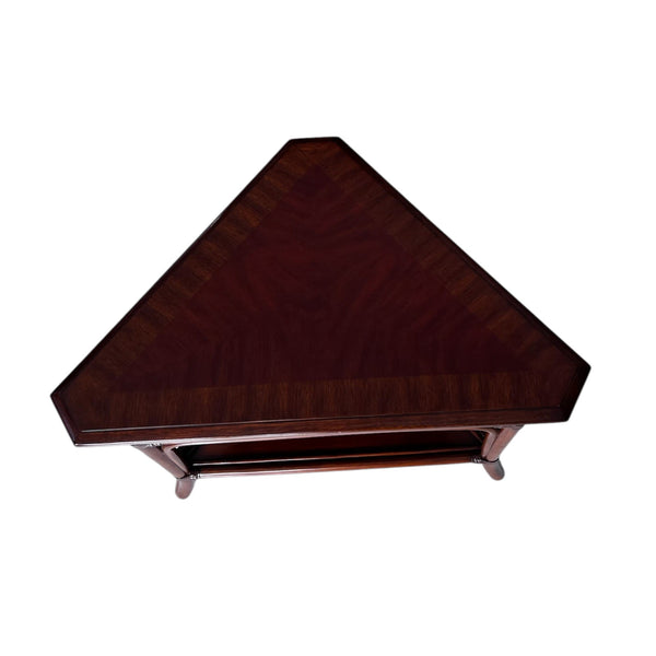 ETHAN ALLEN Collector's Classics 30" Banded Mahogany & Natural Rattan Accent Corner Table 13-8185