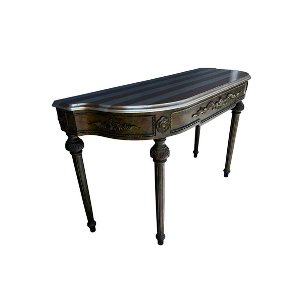 Vintage French Louis XVI Style Verdigris golden Demilune Console Table