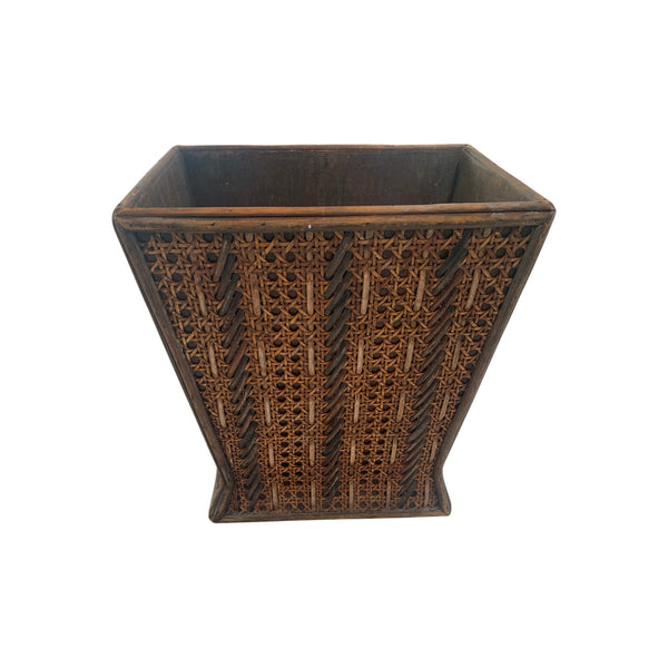 Natural cane, bamboo and wood waste basket/planter 11.5" H