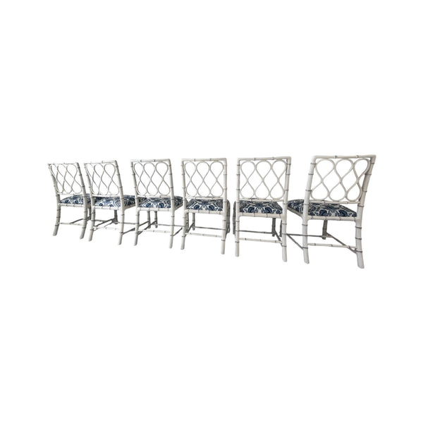 Theodore Alexander Claydon Cream Trellis Faux Bamboo Dining Chairs lot of 6
