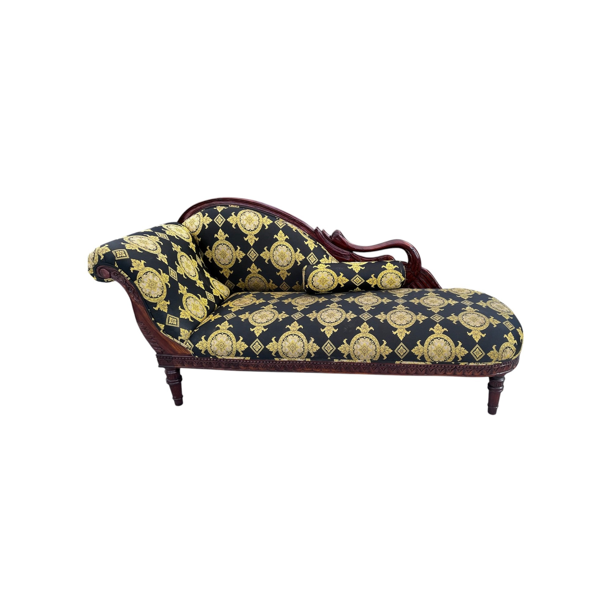 Mid 20th Century Empire Revival Swan Chaise Lounge With Carved Detailing wood