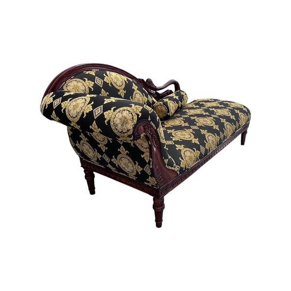 Mid 20th Century Empire Revival Swan Chaise Lounge With Carved Detailing wood