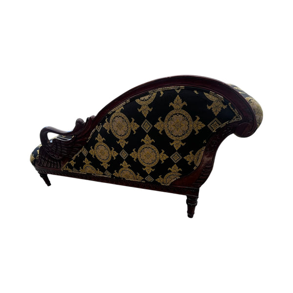 Mid 20th Century Empire Revival Swan Chaise Lounge With Carved Detailing wood