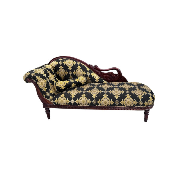 Mid 20th Century Empire Revival Swan Chaise Lounge With Carved Detailing wood