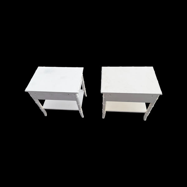 Pair of Thomasville Allegro Fretwork Faux Bamboo Nightstands