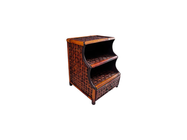 Vintage Burnt Bamboo Desk Organizer with drawer
