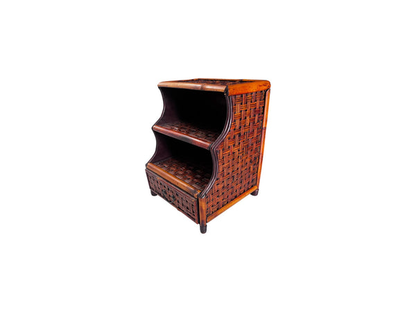 Vintage Burnt Bamboo Desk Organizer with drawer