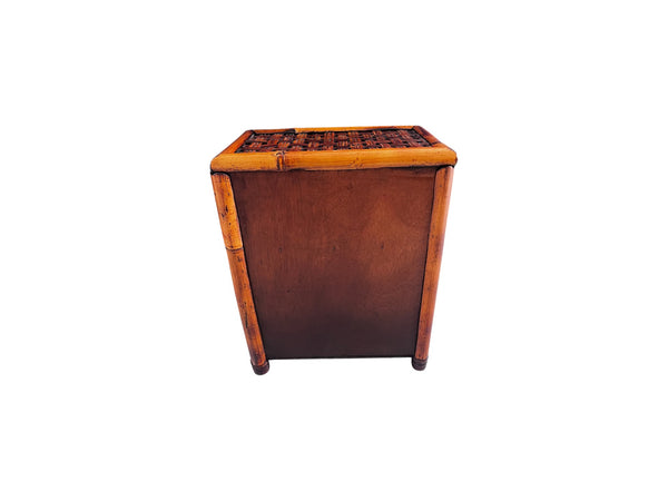 Vintage Burnt Bamboo Desk Organizer with drawer