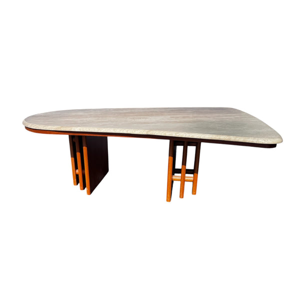 Mid-Century Danish Modern Teak & Travertine Coffee by Marmorhuset